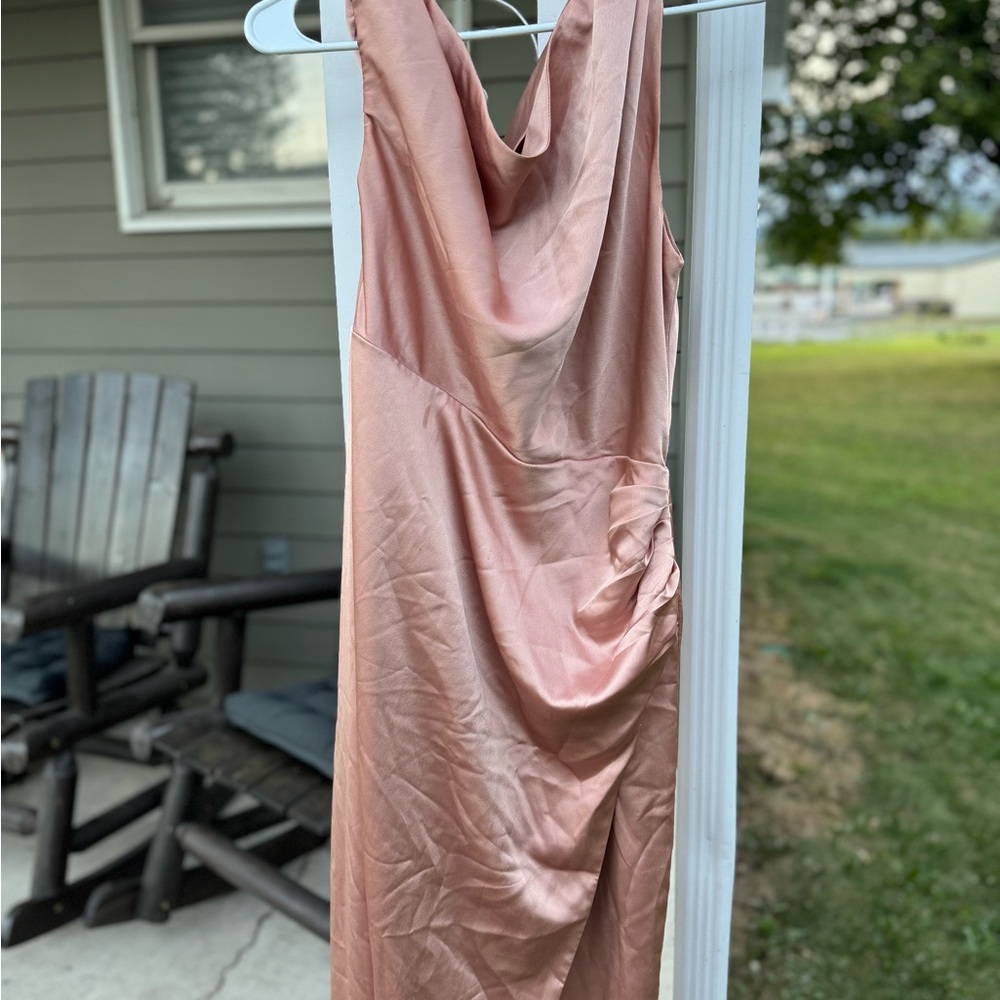Show Me Your MuMu One-Shoulder Rose Gold Dress - Picture 8 of 9